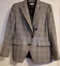 Bar III Double Breasted Plaid 3 Button Black Blazer Jacket Coat Size 12 - $18.66