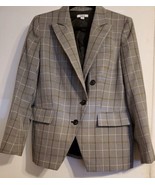 Bar III Double Breasted Plaid 3 Button Black Blazer Jacket Coat Size 12 - €16,07 EUR