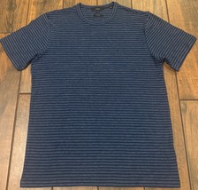 Vince Shirt Men&#39;s Blue Crew Neck Short Sleeve Striped Pima Cotton Size M... - $36.98