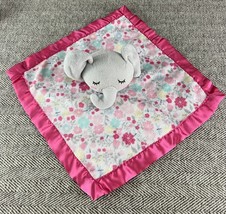 Parents Choice Elephant Pink Satin Fleece Floral Lovey Security Blanket - £11.69 GBP