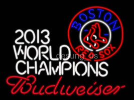 New Boston Red Sox 2013 World Champions Budweiser Real Glass Neon Sign 32"x24" - £267.54 GBP