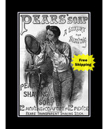 Vintage Mens Bathroom Shaving Soap Poster Print, Bath Black Wall Art Gift - $22.99+