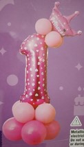 1 Set 15 Pcs Balloons Bouquet Number 1 Decoration Girl Kids Happy Birthday Party - £8.60 GBP