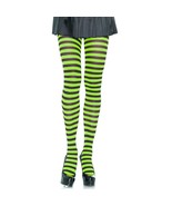 Leg Avenue Women’s Striped Nylon Tights – Black/Lime, One Size - $14.85
