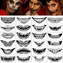 24 Sheet Halloween Prank Makeup Temporary Tattoo For Adults Fake Face Skeleton S - £13.74 GBP