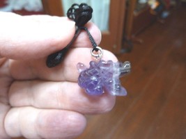 (an-dra-4) Chinese Dragon with wings PURPLE carving Pendant NECKLACE gem... - $7.70