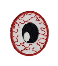 Bloodshot Eyeball Halloween Embroidered Applique Iron On Patch  2&quot; x 1.7&quot; Trick  - $5.87