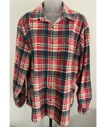 Vintage J Crew Flannel Shirt Mens M Red Gray Plaid 100% Cotton  - $37.83 CAD