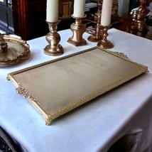 Vintage Mirror Vanity Tray Hollywood Regency Filigree Gold Tone Ornate READ - £31.00 GBP