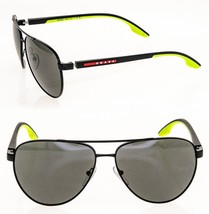 PRADA 52Y Linea Rossa Sport Black Fluo Yellow Sport Sunglasses Rubber PS... - £285.70 GBP