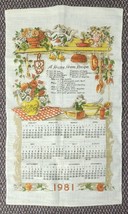 Vintage 1981 Calendar Tea Towel Linen A Happy Home / Recipes 28x16 - £9.07 GBP