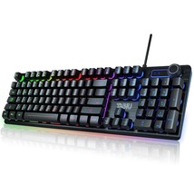 105-Key Wired Membrane Keyboard, Gaming Keyboard, Rainbow Led Backlit Keyboard,  - £59.32 GBP