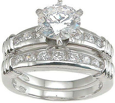 1.5 CT Round Cut Wedding Band Engagement Ring Set Bridal Silver Size 5-9 - $82.12 CAD