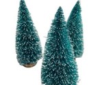 Christmas Village Accessory Sisal Green Flocked Evergreen Trees 4 inch L... - $13.74