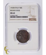 1925R Italy 50 Centesimi 50C Reeded Edge NGC Graded MS64 - $1,409.70 CAD