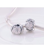 Mother&#39;s day Release Sterling Silver Rose Garden Spacer Charm with Pink ... - $24.42 CAD