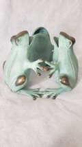 Frogs Gazing Ball Sphere Holder Plant Stand Garden Lawn Ornament Vintage Brass - $74.25