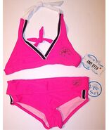 NWT Amy Byer Girl&#39;s 2 Pc. Hot Pink Hibiscus Bikini Swimsuit, Size 14, $30 - $22.02 CAD