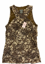 Ann Taylor Womens Shirt Size XSP Petites Brown Gold Sparkly Sleeveless T... - £15.40 GBP