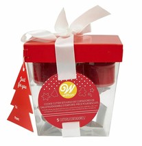 Wilton Metal 5 Pc Cookie Cutter Set Christmas Gift Set Box Red White - £6.87 GBP