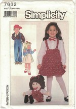 Simplicity 7632 Childs Jumper, Pants, Shirt, 16&quot; 18&quot; Doll Clothes Pattern Uncut - £8.58 GBP