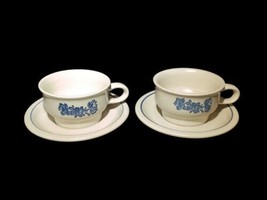 4 Pc Lot Pfaltzgraff USA Yorktowne 2 Soup Coffee Mugs Cups 2 Saucers Castle Mark - £11.76 GBP