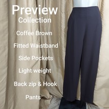 Preview brown fitted waist back zip / hook closing dress pants size 14 - £11.07 GBP