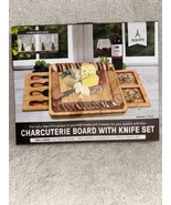 Bamboo Cheese Board Gift Set Extra-Large Wooden Charcuterie Meat Serving... - £34.86 GBP