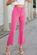 Pink Ankle-length Flare Leg Raw Hem Jeans - $28.32