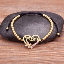 New Arrival Mom Mama Handmade Rope Bracelets Heart Butterfly Shape  Zircon Mothe - £10.75 GBP