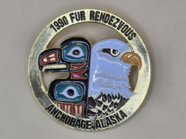ANCHORAGE ALASKA-&quot;Fur Rendezvous 1990-Multi Color-Rondy-Metal-Eagle-1 3/... - $14.23