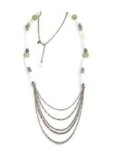 Lia Sophia Mother Of Pearl Beaded Chain Necklace - Green, Silver, White - £14.31 GBP