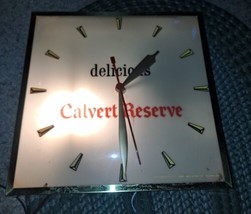Vintage Calvert Reserve Whiskey Distillers Clock Works Lights Up  - $177.64