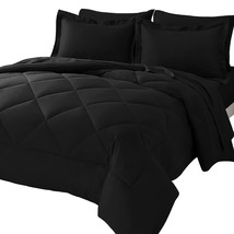 Twin Xl Size Comforter Set 5 Pieces Black Twin Extra Long Bed In A Bag F... - £58.18 GBP