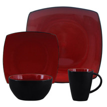 Gibson Elite Soho Lounge Square 16-Piece Dinnerware Set,  Red - $2,491.52 MXN