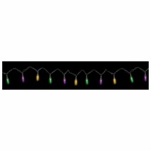 Mardi Gras C7 Light String 25 ct Bulbs Purple Green Yellow 17.25 ft - £24.60 GBP