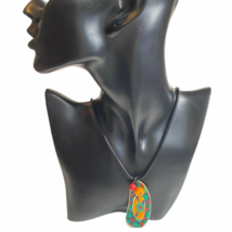 Treska Beetle Juice Necklace Pendant Handmade Art To Wear Abstract Southwestern  - £17.13 GBP