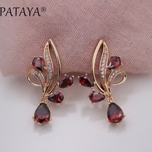 New Arrivals Pomegranate Red Water Drop Natural Zirconia Dangle Earrings Women R - £15.79 GBP