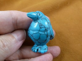 (Y-PEN-578) blue Howlite PENGUIN gemstone Ice BIRD gem figurine carving ... - $14.01