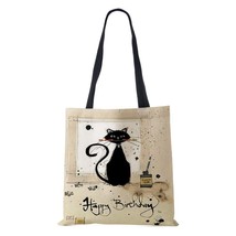Women Canvas Tote Bag Print Cat Animal Shopper Shoulder Bag 2022 Eco Harajuku Ca - £10.09 GBP