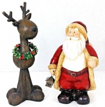 Vintage Santa and Rudolph Resin Santa 9&quot; Tall Rudolph 11 1/2&quot; Tall - $19.62