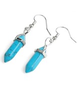Earring Natural Stone Blue Turquoise Hexagonal Reiki  Bead Drop. Ready t... - €5,05 EUR