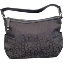 Calvin Klein Trim Hobo Handbag Womens Black Leather Signature Logo Side Pockets - £13.88 GBP