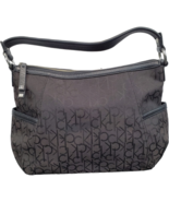Calvin Klein Trim Hobo Handbag Womens Black Leather Signature Logo Side ... - £13.87 GBP