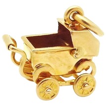 Vintage 14K Gold Movable Baby Carriage Charm Eckfeldt &amp; Ackley 1930s - £195.94 GBP