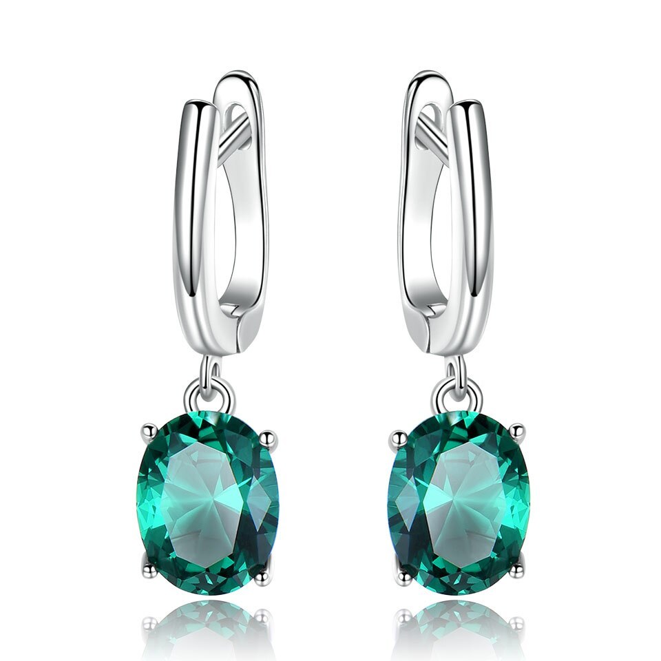 Blue Topaz Gemstone Clip Earrings for Women Genuine 925 Sterling Silver Fashion  - £28.53 GBP