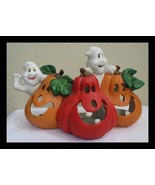 Ceramic 3 Pumpkins with Ghosts Tealight Burner 10&quot; Long x 6-41/2&quot; Tall - €18,00 EUR
