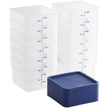 Choice 12 Qt. Translucent Square Polypropylene Food Storage Ctr &amp; Blue L... - £191.87 GBP