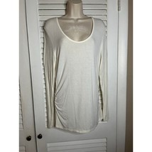 Ellen Tracy ivory knit top long sleeves ruched sides L Soft scooped neck - £19.25 GBP