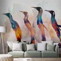 Tiptophomedecor Peel and Stick Animal Wallpaper Wall Mural - Penguins Wandering  - £47.94 GBP+